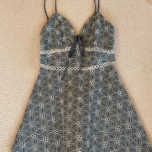 J.O.A. Blue Cotton Eyelet Floral Sundress (SIZE M)